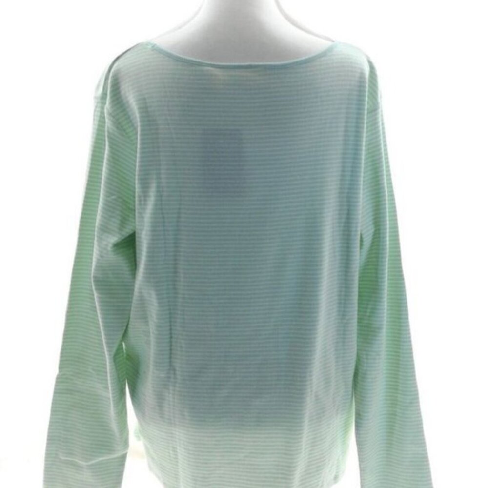 Levi’s Green White Striped Long Sleeve Top 4X Plus Size Casual Tee - Picture 3 of 3